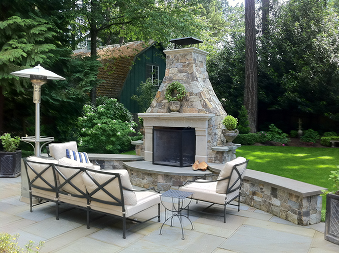 fireplace on bluestone patio