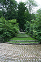 cobblestone and tiered lawn