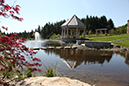 lake with pergola